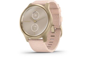 Image of Garmin Vivomove 3 Style Hybrid Smartwatch w/Nylon Band, Blush Pink/Gold, Nylon, 010-02240-02