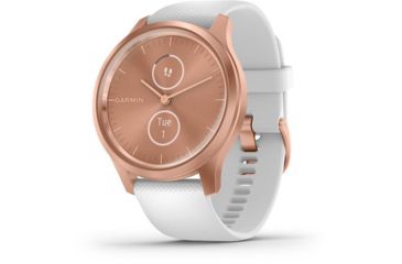 Image of Garmin Vivomove 3 Style Hybrid Smartwatch w/Silicone Band, Rose Gold/White,, 010-02240-00