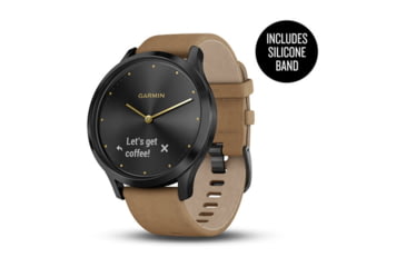 Image of Garmin Vivomove HR, ENG, Premium, Black/Tan, One Size, 010-01850-10