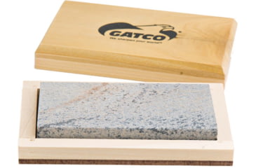 Image of Gatco By Bear &amp; Son 100% Natural Soft Arkansas Stone In Wood Storage Box, 4in, 80040