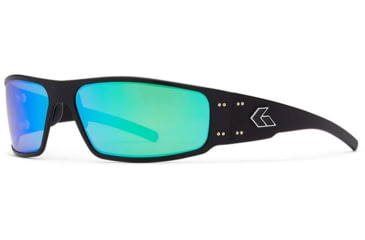 Image of Gatorz Magnum Sunglasses, Black Frame, Brown Polarized w/Green Mirror Lens, GZ-01-023
