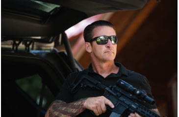 Image of Gatorz Marauder Glasses, Smoke Polarized Lens w/Blue Mirror, Black, One Size, GZ-12-421