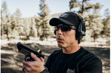 Image of Gatorz Milspec Ballistic Z87.1 Sunglasses, Black Cerakote Frame, Smoke - Clear Array Lens, Blackout Logo, One Size, GZ-10-493