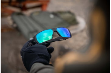 Image of Gatorz Specter Sunglasses, Cerakote Black Frame, Smoke Polarized w/Blue Mirror Lens, GZ-08-421