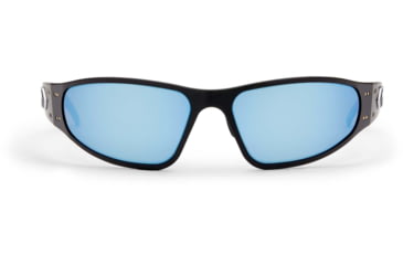 Image of Gatorz Wraptor Sunglasses, Black Frame, Smoke Polarized w/Blue Mirror Lens, WRABLK01P-B