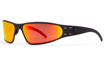 Image of Gatorz Wraptor Sunglasses, Blackout Frame, Smoke Polarized w/Sunburst Mirror Lens, WRABLK13PMBP
