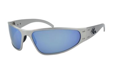 Image of Gatorz Wraptor Sunglasses, Brushed Frame Smoked Polarized W/ Blue Mirror Lens, WRABRU01P-B