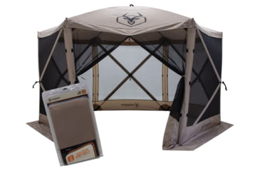 Image of Gazelle G6 6-Sided Portable Gazebo Pop-Up Hub Screen Tent, 3 Pack of Wind Panels, Desert Sand, 8-Person, GK908