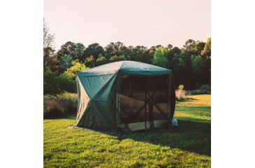Image of Gazelle G6 6-Sided Portable Gazebo Pop-Up Hub Screen Tent With 3 Pak of Wind Panels, Alpine Green, 8-Person, GK910