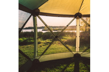 Image of Gazelle G6 6-Sided Portable Gazebo Pop-Up Hub Screen Tent With 3 Pak of Wind Panels, Alpine Green, 8-Person, GK910