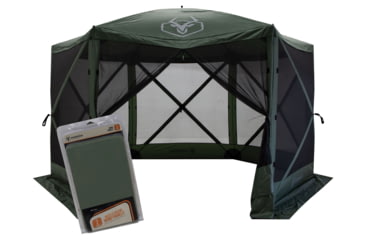 Image of Gazelle G6 6-Sided Portable Gazebo Pop-Up Hub Screen Tent With 3 Pak of Wind Panels, Alpine Green, 8-Person, GK910
