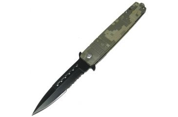 Image of Gen Pro Assisted Opener Knife, Green Camo Textured Handle, Black ComboEdge SK-8269GNPF