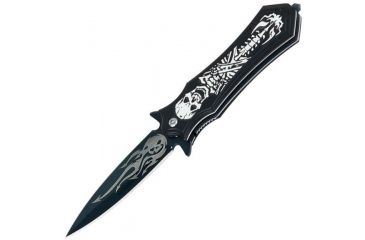 Image of Gen Pro Reaper Assisted Knife, Plain Blade and Black Handle SK-8137BK