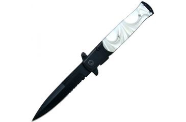 Image of Gen Pro Stiletto Style Assisted Knife, Imitation White Mother of Pearl, Black Combo SK-8703