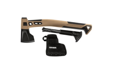 Image of Gerber Bushcraft Hatchet, 5.5in High Carbon Steel Black Oxide Blade, Coyote Brown Glass Filled Nylon Handle, 31-003783