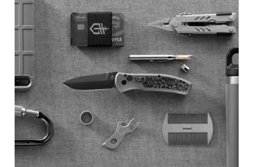 Image of Gerber Empower Auto Open Folding Knife,3.25in,S30V Steel Black Oxide Blade,Grey Armored Grip Handle, 30-001325