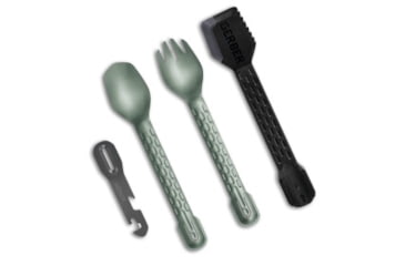 Image of Gerber Gerber ComplEAT 4PC Lightweight Utensil Set Baltic HZ Green/Blk/Gray G1072329, Black/Gray/Green, adult, BHQ-199931