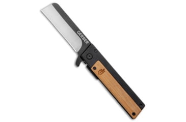 Image of Gerber Gerber Quadrant Flipper Frame Lock Knife Bamboo 2.75" Two-Tone, Black/Wood, 7Cr17MoV, adult, BHQ-94202