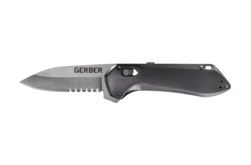 Image of Gerber Highbrow Compact Assisted Opening Folding Knife, 2.8in, 7CR Steel, Partially Serrated, Grey, 30-001519