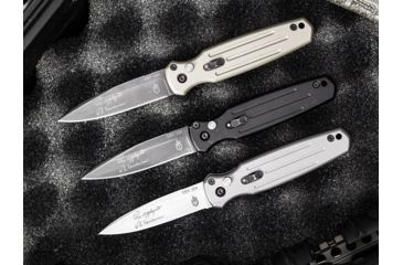 Image of Gerber Mini Covert Auto Automatic Folding Knife / Fine Edge, Coyote Brown/Black Blade, 30-001396