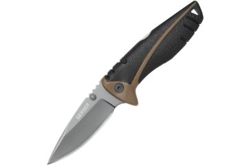 Image of Gerber Myth Pocket Folder Folding Knife,3in,Stainless Steel,Standard Edge,Drop Point,Brown and Black,Rubber Handle G31001090N