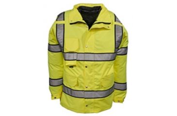 Image of Gerber Outerwear Viz Tech Parka Silver Trim with Black Edge Ansi 107 Class 3, LIME, SR 70SL SR
