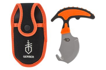 Image of Gerber Vital Skin &amp; Buck Knife, Black/Orange Handle w/Cloth Sheath GE31-002743