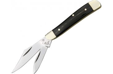 Image of German Bull Little Peanut Folding Knife,Stainless Clip and Pen Blade, Black Buffalo Horn Handle GB105BH