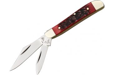 Image of German Bull Little Peanut Folding Knife,Stainless Clip and Pen Blade, Red Pick Bone Handle GB105RPB