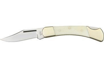 Image of German Bull Lockback Folding Knife, 2.5in, Stainless Clip Blade, White Smooth Bone Handle GB110WSB