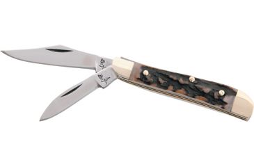Image of German Bull Peanut Stag Folding Knife,Stainless Clip and Pen Blade, Genuine Stag Handle GB105