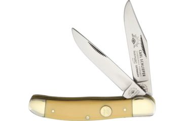 Image of German Eye Copperhead Folding Knife,Clip/Skinning Blade, Yellow Celluloid Handle GEGXY
