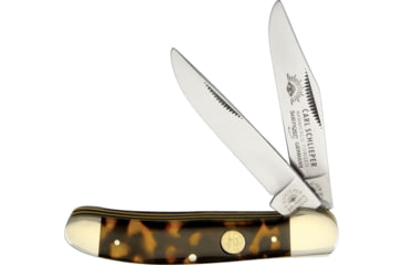 Image of German Eye Copperhead Imitation Tortoise Folding Knife, Mirror Solingen Steel Clip And Skinner Blades, Imitation Tortoise Shell Handle, GXPL IMITATION TORTOISE
