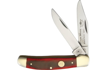 Image of German Eye Copperhead Red Bone Folding Knife, Mirror Solingen Steel Clip And Skinner Blades, Red Smooth Bone Handle, GX RED BONE