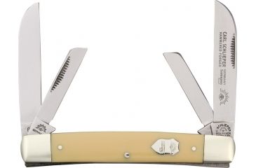 Image of German Eye Four Blade Congress Folding Knife,4in closed,Solingen Steel Blade, Yellow Celluloid Handle GE60Y