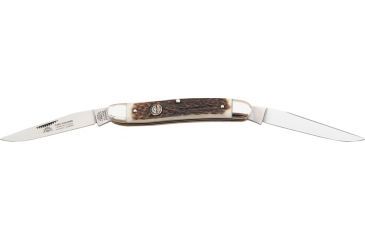 Image of German Eye Muskrat Stag Folding Knife,Twin Solingen Steel Clip Blade, Genuine Deer Stag Handle GEMDS
