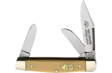 Image of German Eye Premium Stockman Folding Knife,Solingen Steel Blade, Yellow Celluloid Handle GE350Y