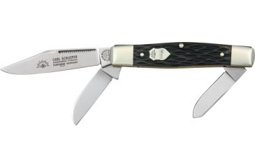 Image of German Eye Stockman Folding Knife,Clip/Spey/Sheepsfoot Blade, Dark Brown Pick Bone Handle GE350PB