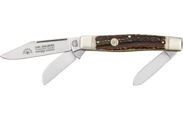 Image of German Eye Stockman Folding Knife,Clip/Spey/Sheepsfoot Blade, Genuine Stag Handle GE425DS