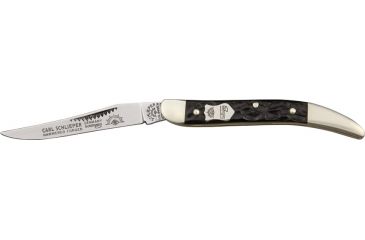Image of German Eye Toothpick Folding Knife, 2.25in, Solingen Steel Long Clip Blade, Black Pick Bone Handle GETP