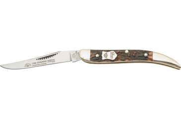 Image of German Eye Toothpick Folding Knife,Solingen Long Clip Blade, Genuine Deer Stag Handle GETPDS