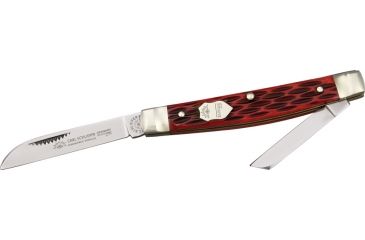 Image of German Eye Two Blade Congress Folding Knife,Sheepsfoot/Coping Blade, Red Jigged Bone Handle GE54
