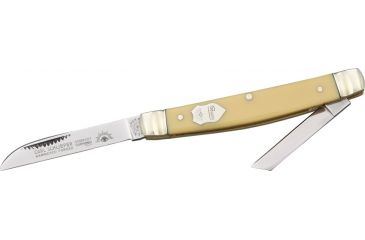 Image of German Eye Two Blade Congress Folding Knife,Sheepsfoot/Coping Blade, Yellow Celluloid Handle GE54Y