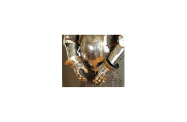 Image of Get Dressed For Battle Gauntlets, Set Of Two, Steel Construction Bordered w/Decorative Etched Brass Strips, Leather Interior Glove, Each 10 1/2in Long, AB0077
