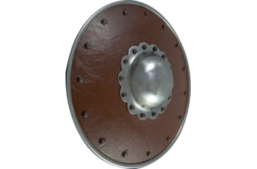 Image of Get Dressed For Battle Scalloped Buckler, 12in Diameter, Leather Covered 14in Gauge Steel Construction With Handle, The Handle Is Constructed From Steel Tube And Is Riveted To The Main Body, AB0126