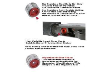 Image of GG&amp;G Remington 870 12ga. Magazine Follower, Stainless/Red GGG-1437