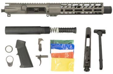 Image of Ghost Firearms Upper Receiver, Pistol Lower Parts Kit, .300 Blackout, 7.5in, Pistol , Light HBAR Barrel, 1-8 Twist, 9in M-LOK Free Float Hand Guard, Flash Can, Tungsten Gray, GF75GFR9FCAN300TG-KIT
