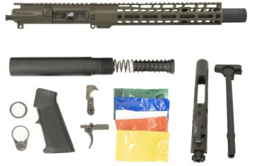 Image of Ghost Firearms Complete Upper Receiver, Pistol Lower Parts Kit, 5.56mm, 10.5in, Carbine , 4150 M4 Barrel, 1-7 Twist, 11in M-LOK Free Float Hand Guard, Flash Can, OD Green, GF105GFR11FCAN556OD-KIT