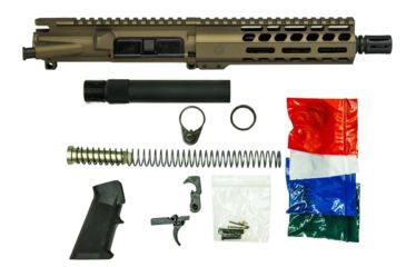 Image of Ghost Firearms Complete Upper Receiver, Pistol Lower Parts Kit, 9mm, 7.5in, Pistol Length, 4150 Chrome Moly Steel Barrel, 1-10 Twist, 7in M-LOK Rail, A2 Flash Hider, Burnt Bronze, GF75E7GFR9MMBB-KIT