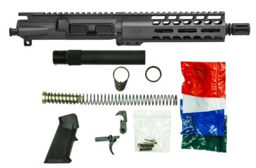 Image of Ghost Firearms Complete Upper Receiver, Pistol Lower Parts Kit, 9mm, 7.5in, Pistol Length, 4150 Chrome Moly Steel Barrel, 1-10 Twist, 7in M-LOK Rail, A2 Flash Hider, Tungsten Gray, GF75E7GFR9MMTG-KIT